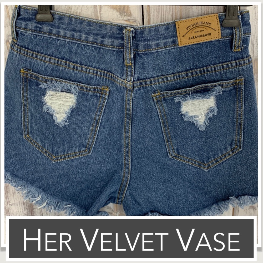 HerVelvetVase Denim Cutoff Shorts NWT